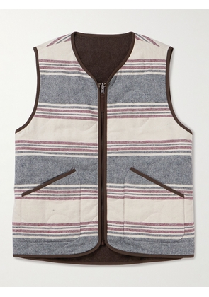 Universal Works - Reversible Striped Melton Wool-Blend Gilet - Men - Gray - S