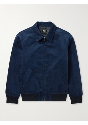 A.P.C. - Gilles Logo-Embroidered Cotton-Corduroy Jacket - Men - Blue - XS
