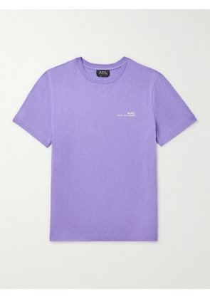 A.P.C. - Logo-Print Cotton-Jersey T-Shirt - Men - Purple - XS