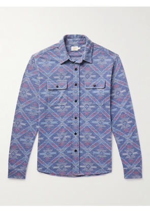 Faherty - Doug Good Feather Legend™ Sweater Stretch Recycled-Flannel Jacquard Shirt - Men - Blue - S