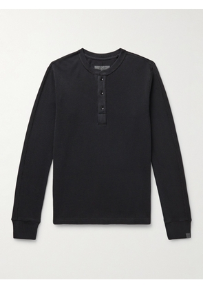 Rag & Bone - Slim-Fit Garment-Dyed Waffle-Knit Cotton Henley T-Shirt - Men - Black - XS