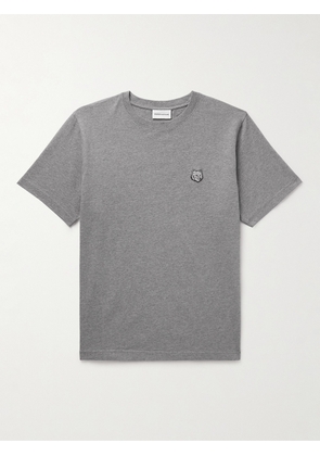 Maison Kitsuné - Logo-Appliquéd Cotton-Jersey T-Shirt - Men - Gray - XS