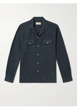 Officine Générale - Eric Camp-Collar Garment-Dyed Lyocell and Cotton-Blend Shirt - Men - Blue - XS