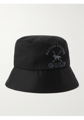 Maison Kitsuné - Logo-Embroidered Cotton-Twill Golf Bucket Hat - Men - Black