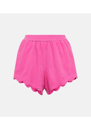 Marysia Scalloped high-rise cotton blend shorts