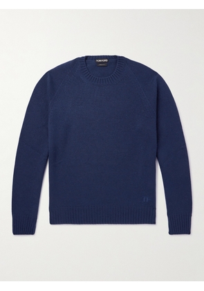 TOM FORD - Logo-Embroidered Cashmere Sweater - Men - Blue - IT 44
