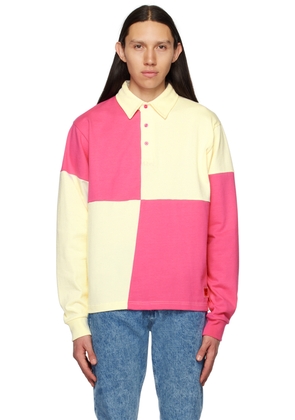 Advisory Board Crystals Pink & Off-White Colorblock Polo
