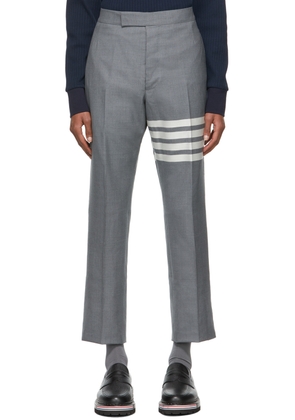 Thom Browne Grey 4-Bar Backstrap Trousers