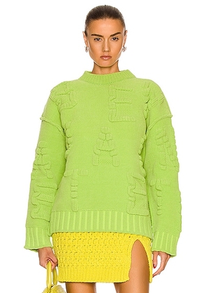 Bottega Veneta Alphabet Chenille Knit Sweater in Caterpillar - Green. Size M (also in L, S, XS).