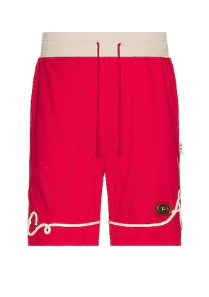 Advisory Board Crystals Soutache Basketball Short in Garnet Red - Red. Size S (also in XL/1X).