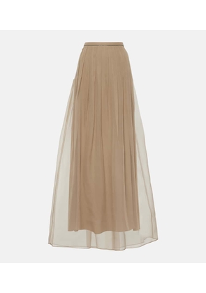 Brunello Cucinelli High-rise pleated silk maxi skirt