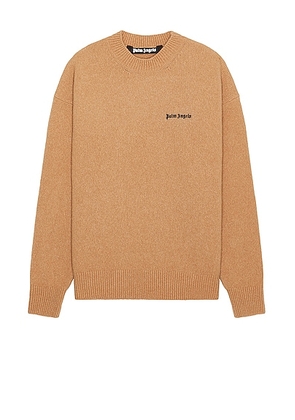 Palm Angels Basic Logo Sweater in Camel - Beige. Size S (also in L).