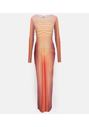 Jean Paul Gaultier Striped mesh maxi dress