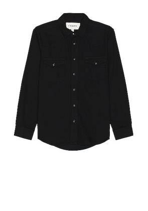 FRAME Western Denim Shirt in Black - Black. Size L (also in S).