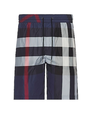 Burberry Guildes Swim Short in Carbon Blue Check - Navy. Size L (also in S).