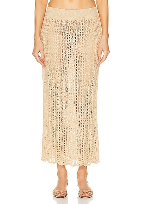 Cult Gaia Dawson Crochet Coverup Skirt in Champagne - Tan. Size L/XL (also in XXS/XS).