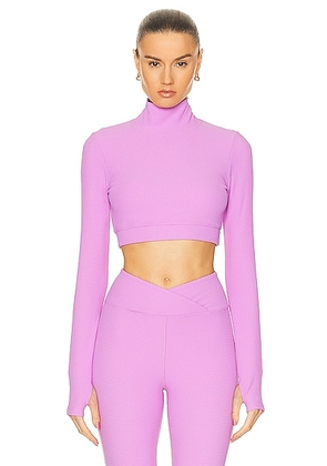 YEAR OF OURS Drift Turtleneck Top in Mauve - Purple. Size L (also in S, XS).