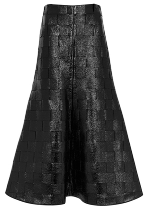 A. W.A. K.E Mode Woven Patent Faux Leather Midi Skirt - Black - 38 (UK10 / S)