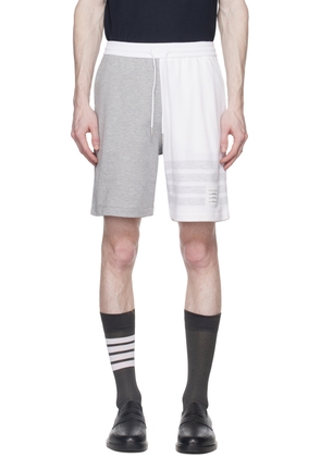 Thom Browne Gray & White 4-Bar Shorts