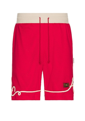 Advisory Board Crystals Soutache Basketball Short in Red. Size XL/1X.