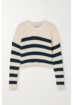 Denimist - Ribbed Striped Cotton Sweater - Ecru - x small,small,medium,large