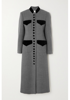 LIBEROWE - + Net Sustain Velvet-trimmed Wool Coat - Gray - x small,small,medium,large