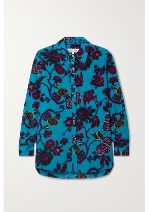 Diane von Furstenberg - Lala Floral-print Crepe Shirt - Blue - xx small,x small,small,medium,large