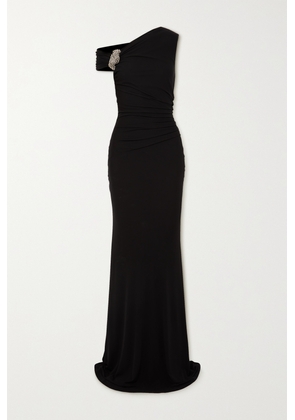 Alexander McQueen - One-shoulder Crystal-embellished Gathered Jersey-crepe Gown - Black - IT38,IT40,IT42,IT44,IT46
