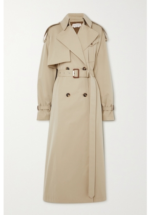 Alexander McQueen - Double-breasted Belted Cotton-gabardine Trench Coat - Neutrals - IT38