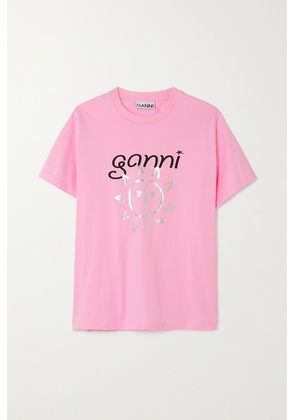 GANNI - + Net Sustain Printed Organic Cotton-jersey T-shirt - Pink - xx small,x small,small,medium,large,x large