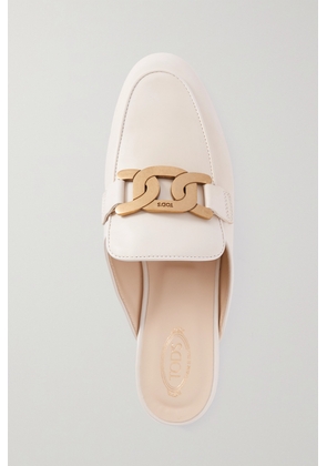 Tod's - Embellished Leather Slippers - Off-white - IT35,IT35.5,IT36,IT36.5,IT37,IT37.5,IT38,IT38.5,IT39,IT39.5,IT40,IT40.5,IT41,IT42