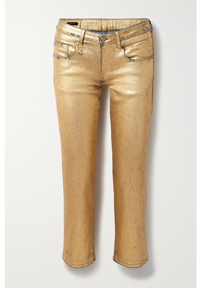 R13 - Cropped Metallic Coated Mid-rise Straight-leg Jeans - Gold - 24,25,26,27,28,29,30,31
