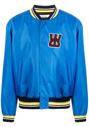 Wales Bonner logo-patch bomber jacket - Blue