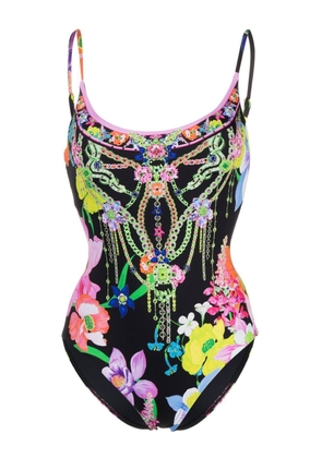 Camilla floral-print crystal-embellished swimsuit - Black