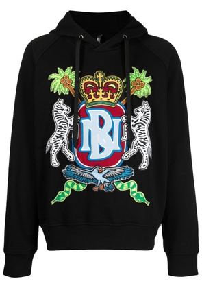 Neil Barrett crown logo-embroidered hoodie - Black
