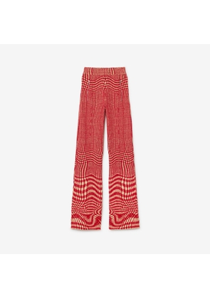 Burberry Warped Houndstooth Wool Blend Trousers