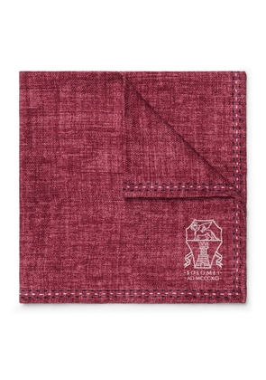 Brunello Cucinelli Silk Logo Pocket Square