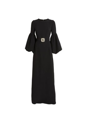 Andrew Gn Belted Balloon-Sleeve Gown