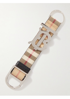 Burberry - Checked Leather-Trimmed Cotton-Blend Canvas Keyring - Men - Neutrals
