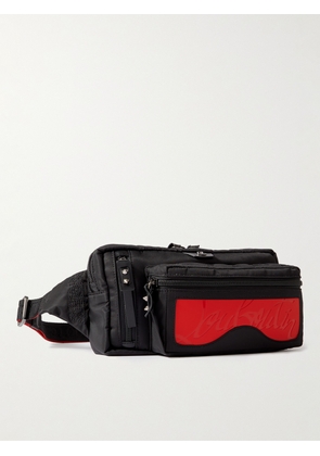 Christian Louboutin - Loubideal Studded Rubber-Trimmed Shell and Mesh Belt Bag - Men - Black