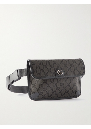 Gucci - Ophidia Leather-Trimmed Monogrammed Coated-Canvas Belt Bag - Men - Gray - EU 90