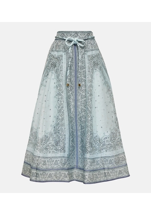 Zimmermann Matchmaker printed linen and silk midi skirt