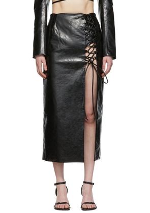 Aleksandre Akhalkatsishvili Black Faux-Leather Midi Skirt