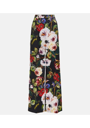 Dolce&Gabbana Floral cotton-blend wide-leg pants