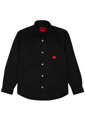 Hugo Logo Cotton Overshirt - Black - M