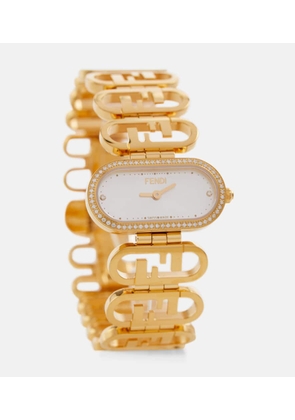 Fendi O'Lock stainless steel watch with diamonds