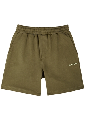 Helmut Lang Outer Space Logo Cotton Shorts - Olive - XL