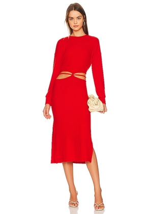 LNA Maaz Sweater Rib Wrap Dress in Red. Size S.