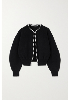 Alexander Wang - Cropped Embellished Wool-blend Cardigan - Black - x small,small,medium,large,x large
