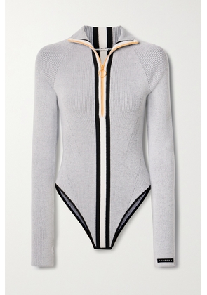 Cordova - Soelden Striped Ribbed Stretch-merino Wool Bodysuit - Gray - x small,small,medium,large
